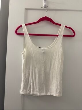 Forever 21 Cream Ribbed Scoop Tank Top
